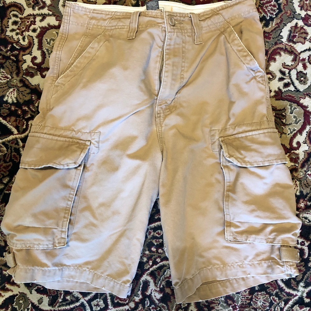 Vintage Urban Up Tan Cargo Shorts with Utility Design Waist 30 heavy material